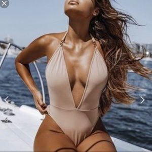 Gooseberry Seaside Deep V One-piece bathing suit